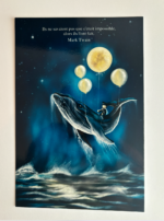 Déco pour chambre d'enfant - Affiche baleine portant la citation de Mark Twain : « Ils ne savaient pas que c’était impossible, alors ils l’ont fait. »